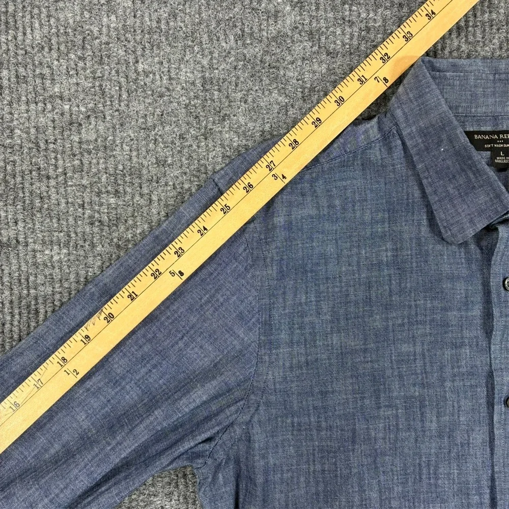 Banana Republic Soft Wash Slim Fit Long Sleeve Button Shirt Mens Large Blue